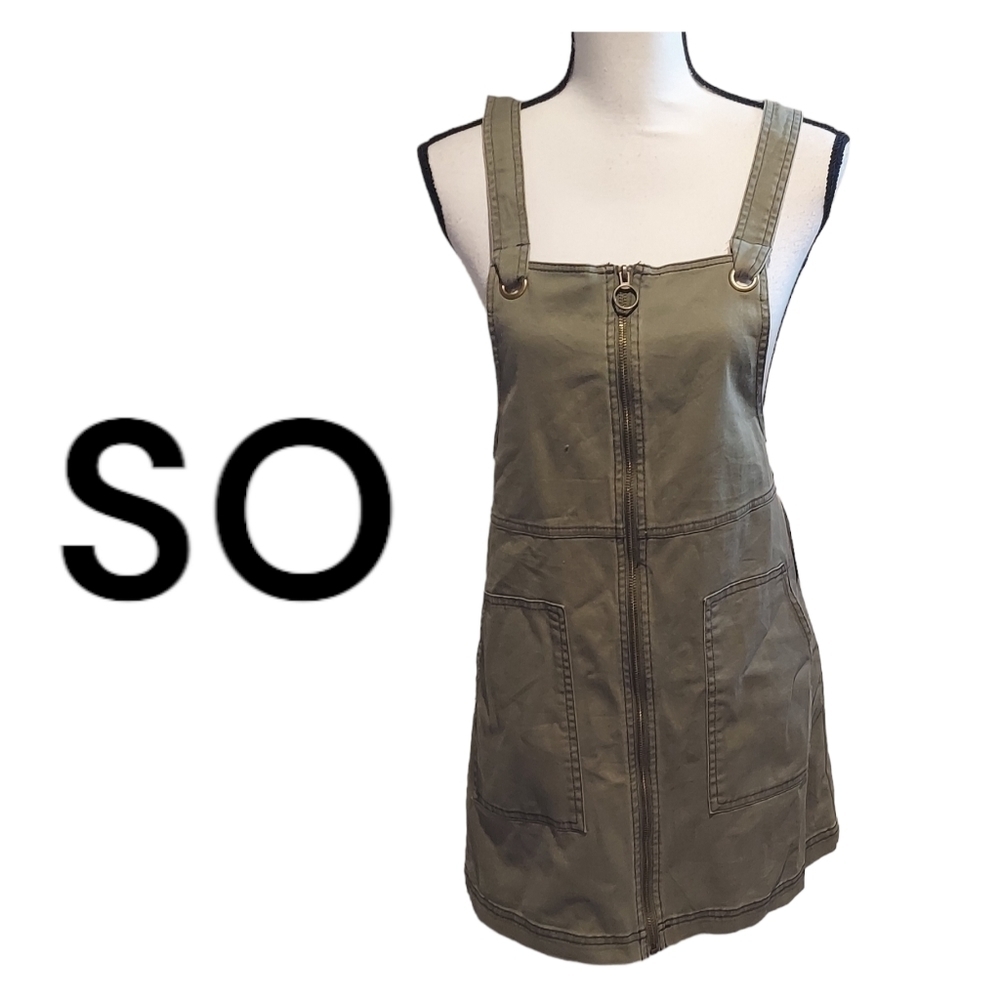 SO jumper dress green zip up New with tags Juniors size small